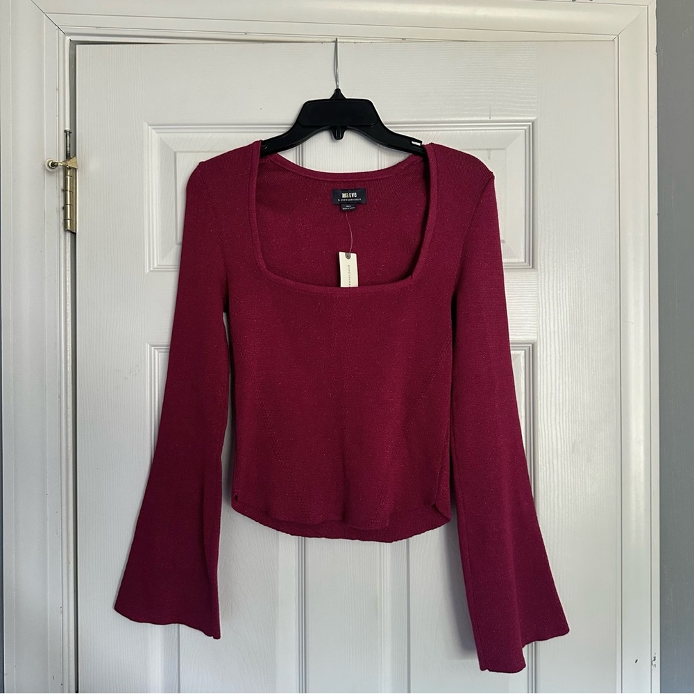 Maeve Square-Neck Bell Sleeve Sweater